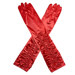 Guantes de satén arrugado de 45 cm de largo para mujer, ideales para bodas, fiestas, espectáculos o como guantes de novia. - Product Image 5