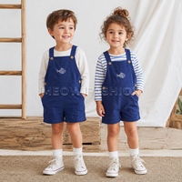Artículo en stock: Peleles de algodón tejido para niños pequeños, petos, overoles, fabricados en Bangladesh, excedente de prendas infantiles, venta al por mayor.