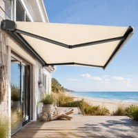 Auvent de terrasse électrique rétractable - Design moderne et luxueux, télécommande, fixation murale, protection contre la pluie, imperméable, résistant aux UV pour