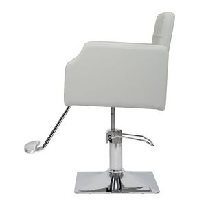Poltrona da Barbiere in Pelle PVC Grigia da 150 kg con Telaio Quadrato in Lega di Alluminio, Pompa Olio Alta, Pedale a Rivetto, Durevole e Confortevole - Product Image 2