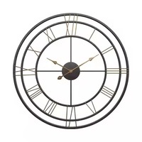 Horloge murale ronde grande en métal de style Art déco antique couleur or pour la décoration de salon