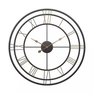 <b>Golden</b> Color Antique Art Deco Mechanical Metal Framed Large Round <b>Wall</b> <b>Clock</b> for Living Room Home Decor - Product Image 4