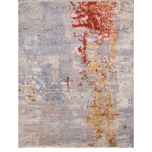 Tapis en laine noué à la main sur mesure, à poils ras, marron, artistique et moderne, pour intérieurs design - Product Image 6