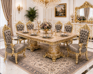 Palace-Inspired Gold Finish Upholstered King <b>Dining</b> Set Durable Solid Wood <b>Dining</b> <b>Table</b> Chair Set Buy 8-Seater <b>Dining</b> Furniture - Product Image 4