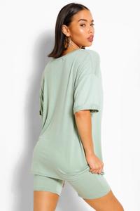 Camiseta Extra Grande Verde Menta para Mujer con Estampado de Logotipo, Cuello Redondo, Manga Corta, Corte Holgado, Ligera, 100% Algodón, para Verano - Product Image 2