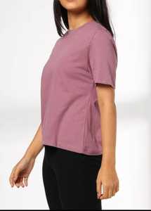 T-shirt femme toutes couleurs, coupe classique, épaules tombantes, manches courtes, col rond, uni, respirant, tricoté, élasthanne/coton, écologique - Product Image 3