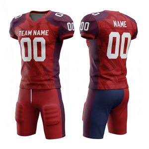 Conjunto de Uniforme de Fútbol Americano Sublimado Personalizable, Camiseta y Pantalones Cortos, 100% Poliéster Transpirable con Posición para Logotipo Frontal - Product Image 5