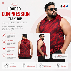 <b>Men</b> Hooded Plus Size Tank Top Custom Printed Sleeveless Hoodie Yoga Wear Compression <b>Singlet</b> Hood Breathable Jogging Stringer - Product Image 5
