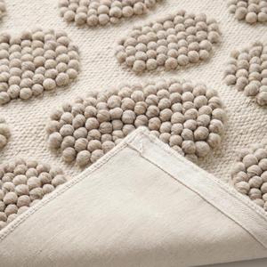 Tapis d'intérieur moderne en laine tissée à la main, couleur unie beige crème, texture galet, antidérapant, à poils moyens, avec envers en toile de coton - Product Image 6