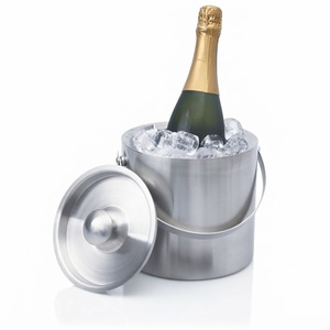 Creative Stainless Steel <b>Ice</b> Bucket With and Brass Accents Rippled Metal Wine Chiller & Insulated <b>Ice</b> Bucket for Home Bar - Product Image 5