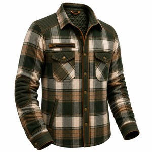 High Quality Men's Motorcycle <b>Flannel</b> Shirt Custom Logo Breathable Winter Protective Riding <b>Jacket</b> Quilted Plaid Outerwear - Product Image 4