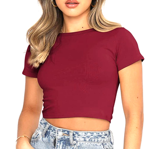 Tops cortos de verano al por mayor para mujer, de secado rápido, sin mangas, blusas cortas lisas de verano para mujer - Product Image 3