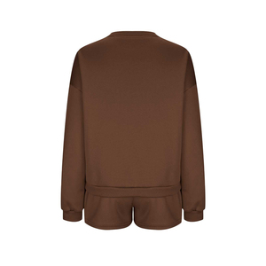 Wholesale Women's 2 Piece Shorts Set Cotton Oversized Sweatshirt and Shorts Set Custom Logo Breathable Lounge Wear Set - Product Image 1