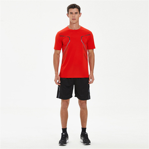Men's White Crew Neck T-<b>Shirt</b> Black Shorts 2 Piece Running Set Quick Dry Polyester Sportswear <b>Geometric</b> Pattern Summer - Product Image 4