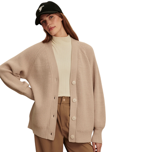 Cardigan long en maille pour femme, boutonné, en mélange de coton doux, coupe décontractée, léger, pull décontracté, vêtement d'extérieur pour superposition - Product Image 1