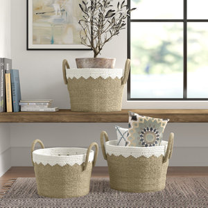 Decorative Seagrass <b>Woven</b> <b>Storage</b> <b>Basket</b> Functional and Stylish Home Organization Accessory - Product Image 1