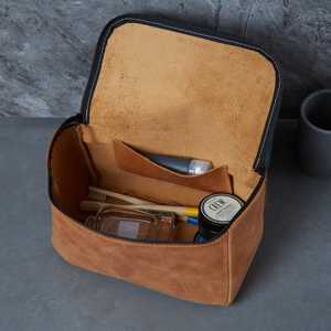 Premium Leather Toiletry Bag Men Cosmetic Organizer Travel Grooming Waterproof Storage <b>Case</b> LTB-0123 - Product Image 6