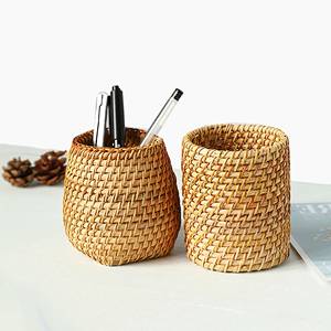 Vanity kitchen organiser rattan pen holder pencil case <b>basket</b> for girls <b>small</b> essentials storage - Product Image 5