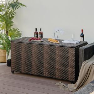 Contenitore da Esterno in PE Effetto Vimini da 96 Galloni con 4 Ruote - Product Image 2