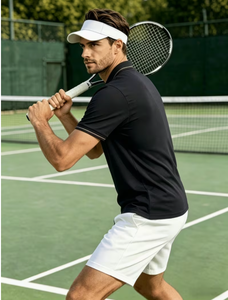 Camiseta de Tenis para Hombre, Negra, Sin Mangas, Cuello en V, Absorbe la Humedad, Transpirable, Poliéster, Ropa Deportiva de Verano, Corte Regular - Product Image 1