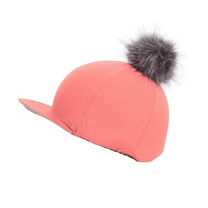 Nouvelle Housse de Casque d'Équitation en Nylon Rouge et Gris avec Pompon Amovible, Tailles Personnalisables - Product Image 2