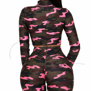 Ensemble de vêtements de sport pour femmes avec leggings imprimés camouflage personnalisés, soutien-gorge de sport et leggings de yoga - Product Image 6