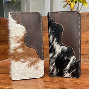 กระเป๋าสตางค์หนังวัวทรงยาวแบบบางความจุมากสำหรับผู้ชายกระเป๋าสตางค์หนังแท้พร้อมที่ใส่บัตรแบบบล็อก - Product Image 3