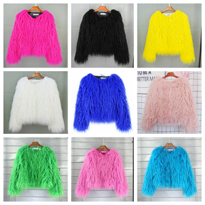 Chaqueta de Piel Sintética para Mujer, Negra y Blanca, de Pelo Largo, Gruesa y Peluda, sin Cuello, Abierta por Delante, Corta, para Invierno - Product Image 3