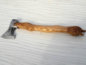 Handmade <b>Axe</b> D2 Steel Blade Wood <b>Handle</b> With Leather Sheath Outdoor <b>Axe</b> - Product Image 5