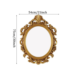 Antique Carved Oval <b>Mirror</b> Made Of Solid Teak Wood High Quality With Gold Finishing For Indoor or Outdoor - Product Image 5