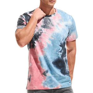 Men's Tie-Dye Short Sleeve T-<b>Shirt</b> O-Neck Regular Fit Cotton Knitted Casual Patterned Top - Product Image 3