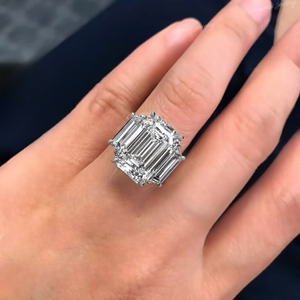 Top Selling Iced Jewelz 7.50 Carat Moissanite <b>Emerald</b> Cut Engagement <b>Ring</b> 925 <b>Silver</b> Gold IGI Certified Classic Style - Product Image 2