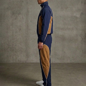 Premium Quality Oversize Fit Color Block Stitched Panels Jogging <b>Sweat</b> <b>suit</b> For <b>Men</b> Lightweight Streetwear Waterproof Tracksuit - Product Image 2
