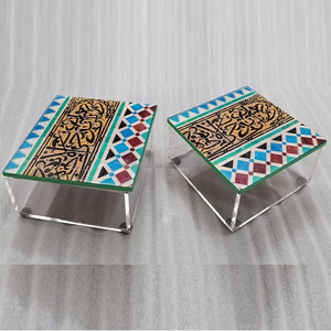Venta caliente estilo Eid Ramadán regalos madre de perla incrustaciones tapa de madera cubierta para cajas de acrílico vidrio de la India por RF artesanía uso de alimentos - Product Image 4