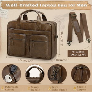 Leather Laptop Messenger Bag <b>Briefcase</b> Adjustable Handmade Travel Bag for Men and Women Crossbody Genuine Leather - Product Image 3