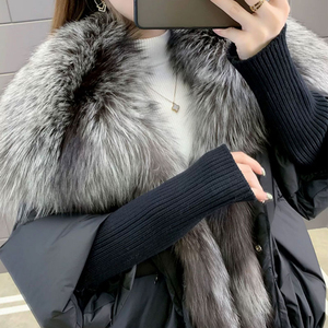 Manteau court en duvet de canard pour femme, style hiver, avec garniture en fourrure de renard, respirant, épais, doudoune matelassée, vente chaude - Product Image 6