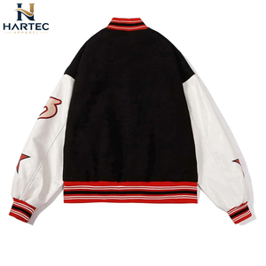 Blousons Bomber de Baseball Universitaires en Cuir avec Manches Brodés Étoiles, Nouveauté Streetwear Hip Hop, Vente en Gros - Product Image 6