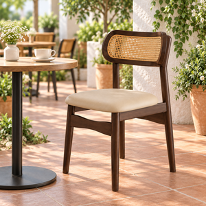 Silla de Comedor Moderna Nórdica de Madera Maciza con Asiento Tapizado para Hogar, Cafetería o Restaurante - Product Image 4
