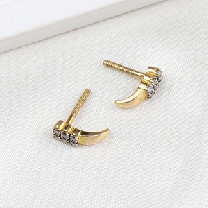 ต่างหูเพชรแท้ทรงกลุ่มแบบหนีบ 14K ทองคำแท้สีเหลือง ขายส่ง เครื่องประดับชั้นดี Memoria Jewels - Product Image 2