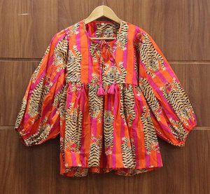 <b>Tiger</b> Print Cotton Tunic Top for Women, O-Neck Mini <b>Dress</b>, Casual Animal Print Short <b>Dress</b>, Lightweight Cotton Summer Tunic - Product Image 3