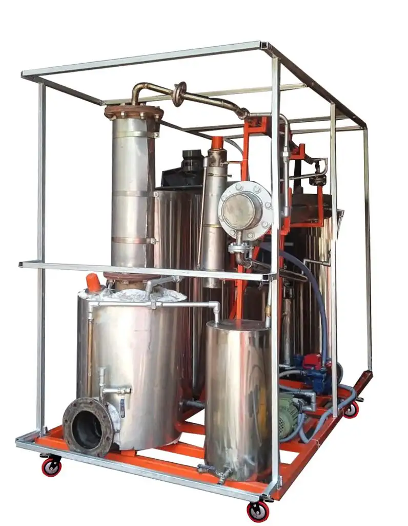 Hoge Efficiëntie Afval Motorolie Op Diesel Destillatie Apparatuur. Volledig Continue 1000 Lts Per Dag (50lts Per Hr) Economische