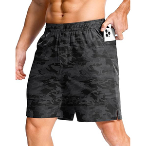 Pantalones cortos deportivos para hombre con cintura elástica, cierre con cordón, dos bolsillos laterales profundos, para correr y hacer ejercicio. - Product Image 1