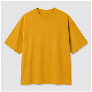 Camiseta de Manga Corta Oversize para Hombre, de Algodón Hilado, Color Dorado Mostaza, Modelo MTS-OVR-0033 - Product Image 1