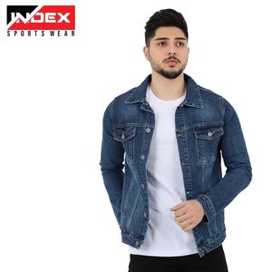 Veste en jean en gros pour homme, finition lisse, respirante, broderie, bleu, formelle, printemps, automne, été, mode - Product Image 4