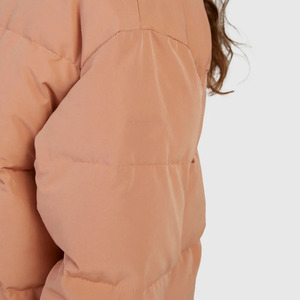Chaqueta Acolchada de Mujer Color Durazno, Manga Larga, Cuello Alto, Abrigo de Invierno, Relleno Grueso de Poliéster, Cierre de Cremallera, Color Sólido - Product Image 2