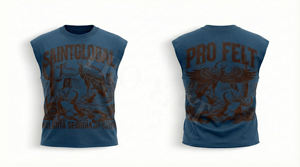 New Summer Sleeveless 100% Cotton Screen Printed Solid Crew Neck Distressed Hem Hip Hop Breathable Fashion Custom T-shirt Men - Product Image 4