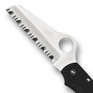 Cuchillos Plegables con Mango Texturizado Negro, Hoja Dentada Plateada, Orificio de Apertura Ovalado y Clip de Bolsillo para Camping y Uso General - Product Image 5
