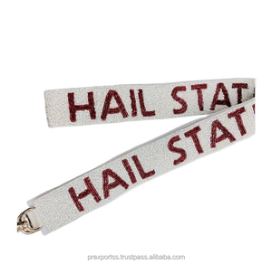 Hail State สายรัดลูกปัดกระเป๋ากีฬาสำหรับเล่นเกมทำมือปรับได้มีไม้แขวนกระเป๋าปักลายเข็มขัดสะพายไหล่จิตวิญญาณของวิทยาลัย - Product Image 1