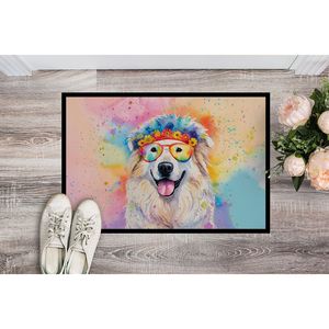 Great Pyrenees Hippie Dawg Paillasson Tapis d'entrée intérieur/extérieur lavable et antidérapant 24H X 36W Tapis de porte d'entrée - Product Image 2