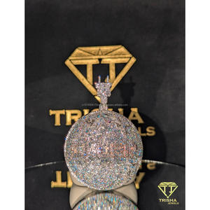 Pendentif globe entièrement serti de diamants Moissanite VVS de qualité supérieure, en argent sterling 925, bijoux hip-hop, par Trisha Jewels - Product Image 5